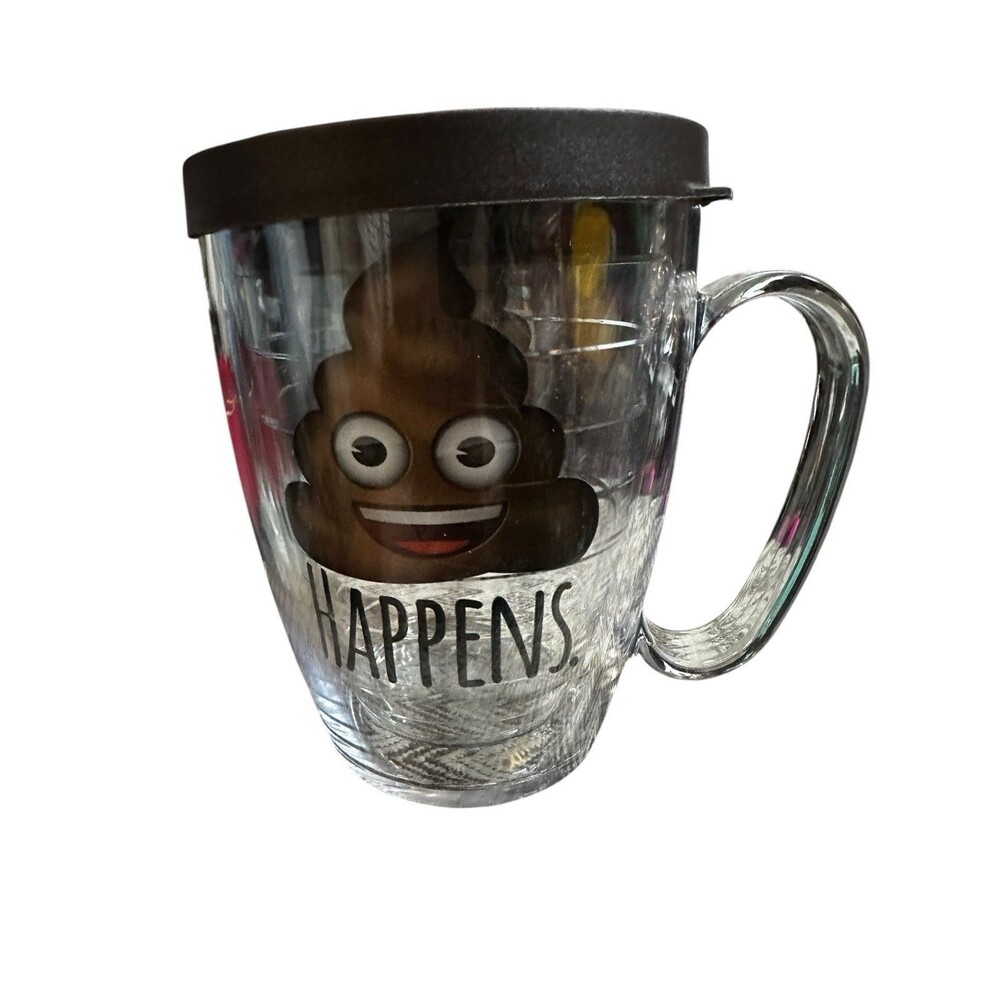 Tervis Mug Emoji Sh*t Happens 24 Oz. Double Insulated Mug Funny, Statement Used